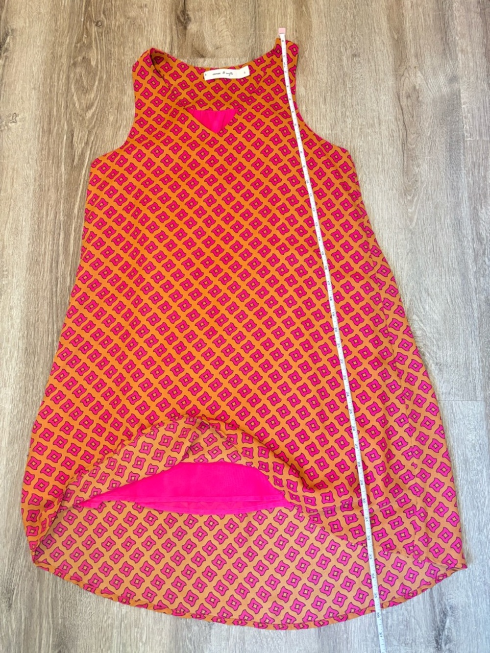 Cameo & Myth Sleeveless, Geometric High-Low Shift Dress in Pink and Orange NWOT - Picture 14 of 16